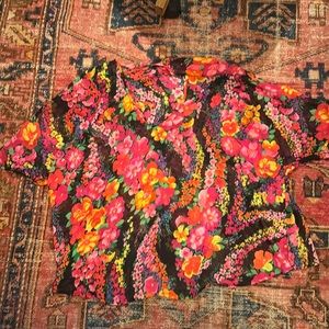 Show Me Your Mumu Floral boxy Shook Tunic Top Sz S cover up